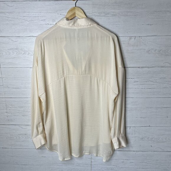 Free People Blouse Womens Size S/P Ivory Starry Dream Silky Pullover Pockets - Picture 15 of 16